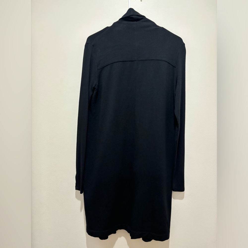 Athleta Womens Compact Coaster Long Wrap Cardigan Sweater Size XS Black Ribbed - Picture 7 of 9